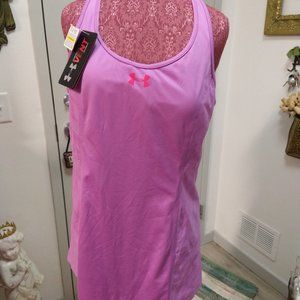 New Under Armour Vent Pink Scoop Neck Fitted Tank Top Woman's Size XL